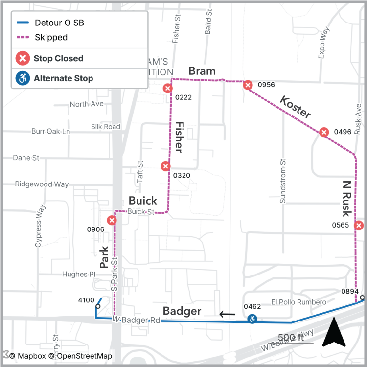 route o detour map