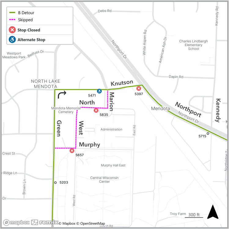 detour map near knutson dr