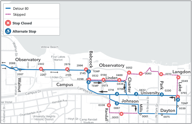 uw campus road closures for route 80