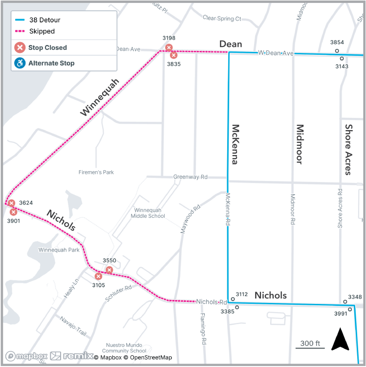 route 38 detour map