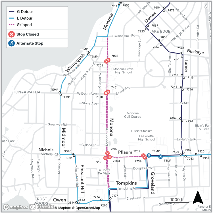 route g and l detour map