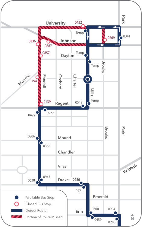 university and randall road closures