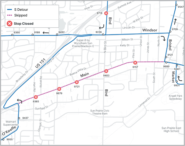 route s detour