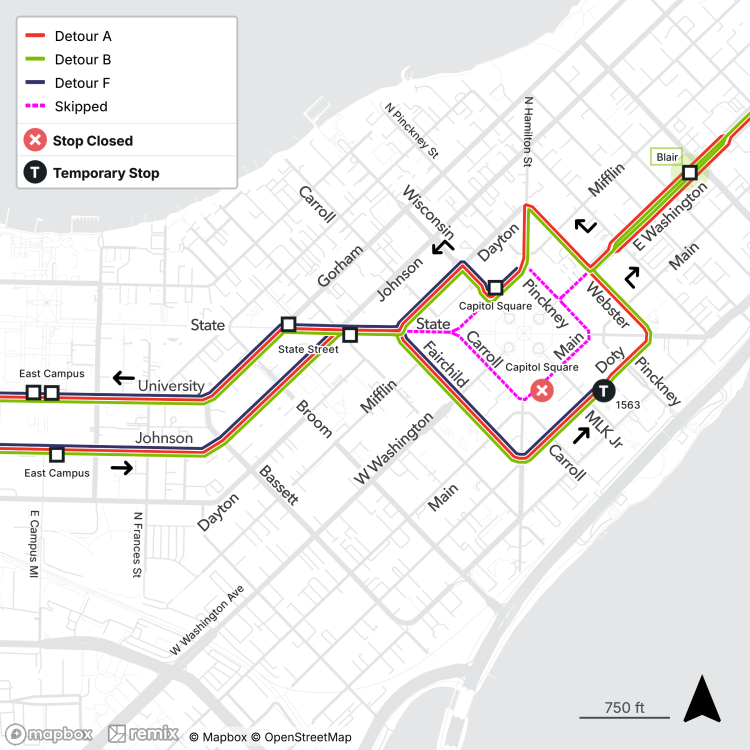 street closures around the square