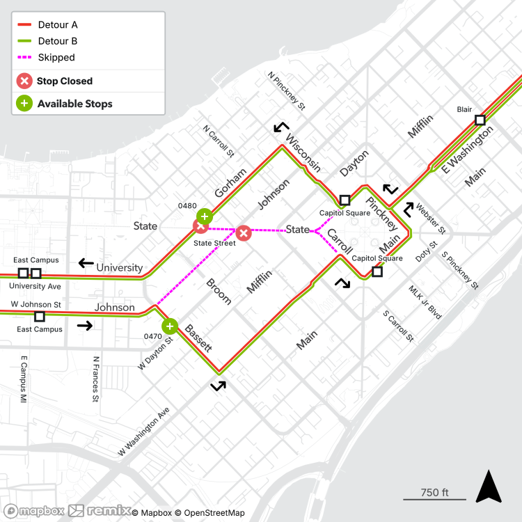 state st. closure for routes a and b on weekend