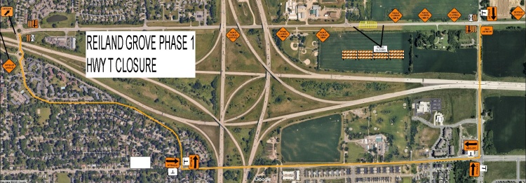 Highway T Closure at Felland Road in both directions from October 26 - October 30.