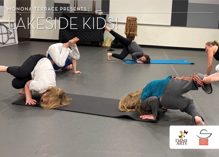 Kids doing break dancing moves on mats in studio with instructor