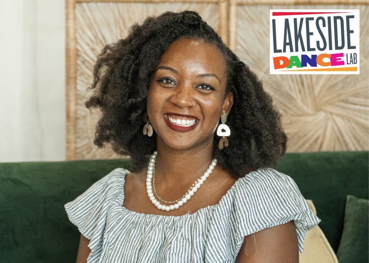 smiling woman sitting on a couch