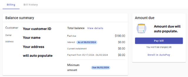 Billing tab shows your personal account information
