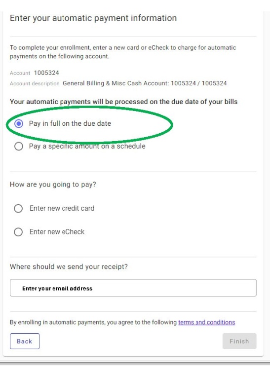 Select "Pay in Full" and enter your payment information.