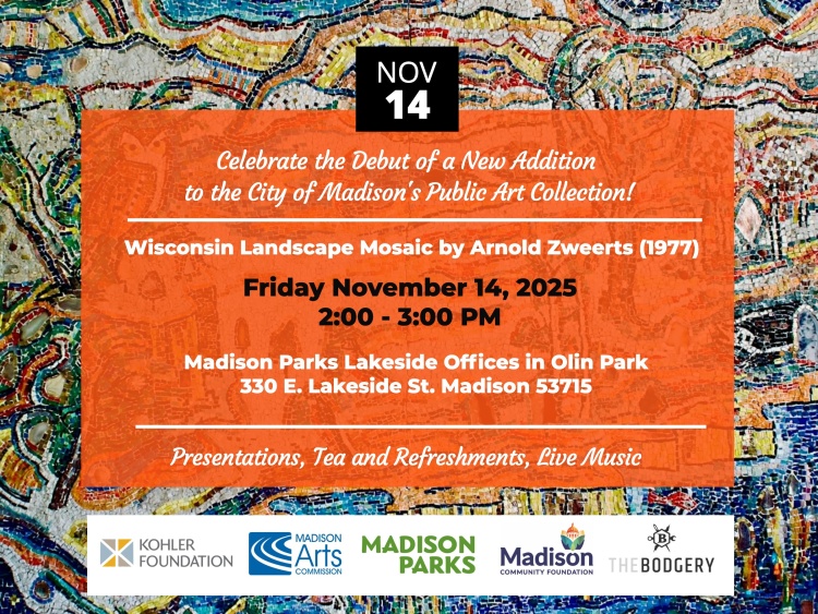 community art dedication invitation for Zweerts mosaic background