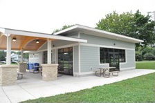 Enclosed shelter building.