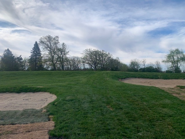 Recently constructed greenside bunkers on hole #14 at Yahara Hills Golf Course.