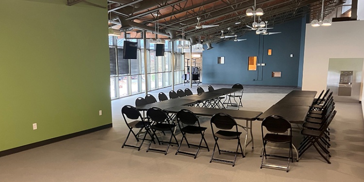 Studio with tables and chairs