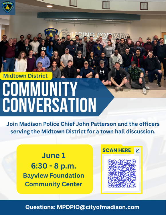 Midtown officers pictured on flyer for upcoming Community Conversation event.