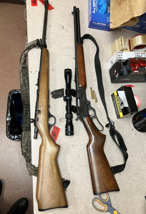 Firearms found in vehicle during road rage investigaiton.