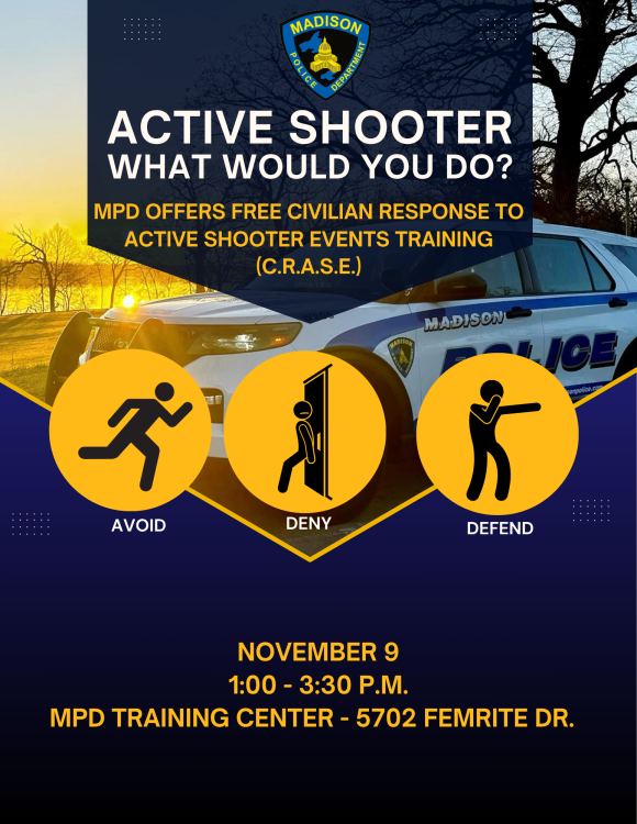 Flyer promoting the upcoming CRASE training.