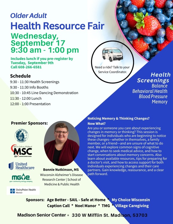 Flyer describing Health Resource Fair