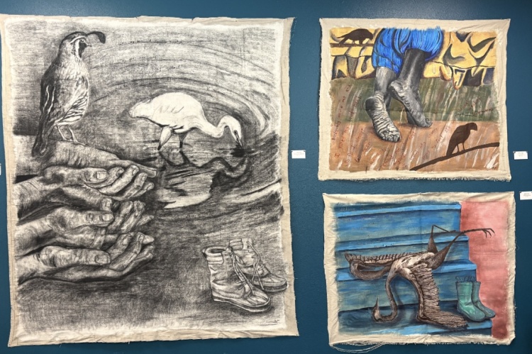Three paintings by Natalie Furtado.