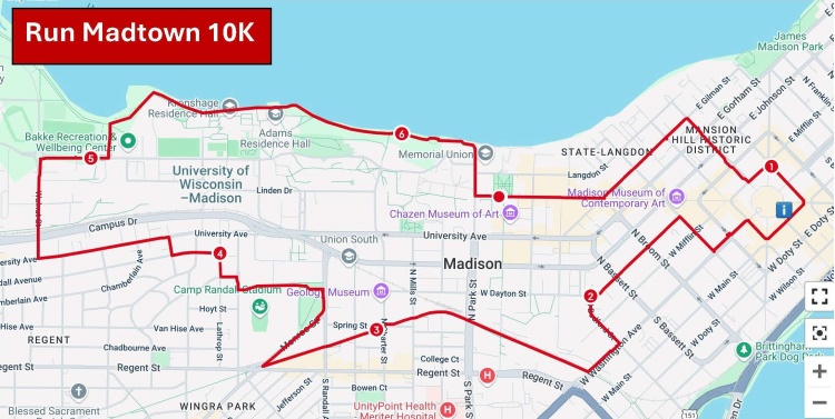 Run Madtown 10 K Race map