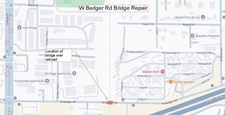 Lane closure on W Badger Road for lane closure starts on August 11 and is expected to complete in November 2026.