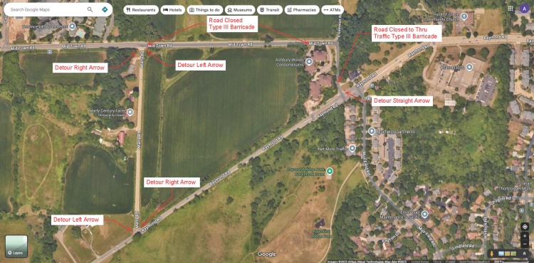 detour route for Mid-Town project using Marty Road,
