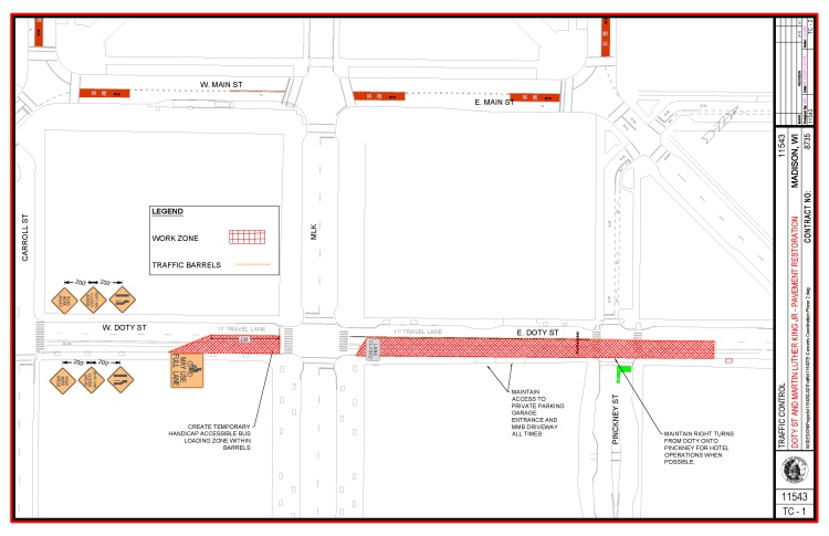 road closure boundaries for E Doty street on Monday, August 18 as mentioned in the news release
