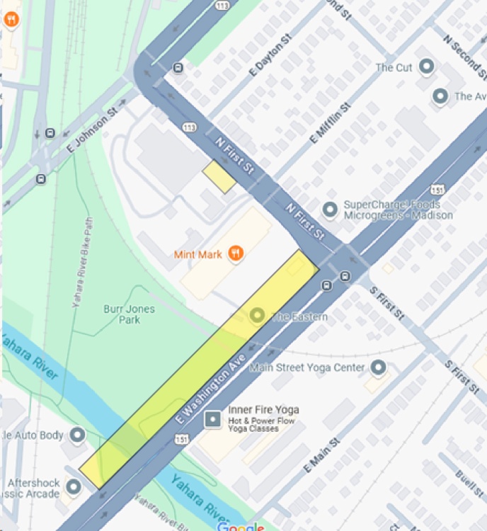 Pedestrian and bicycle improvements to the E Washington Ave and First St path.