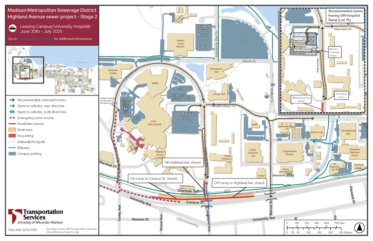 MMSD overview of upcoming closures for phase 2 of Highland Avenue Project, beginning Monday, June 30.