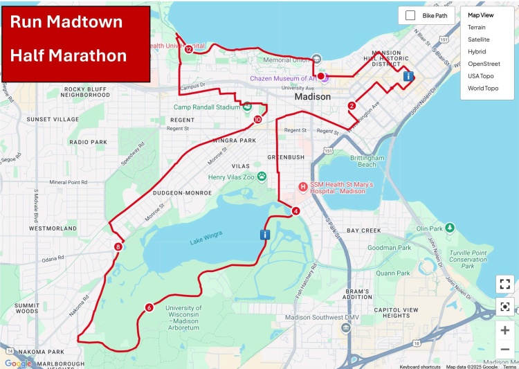 Run Madtown Half Marathon Map