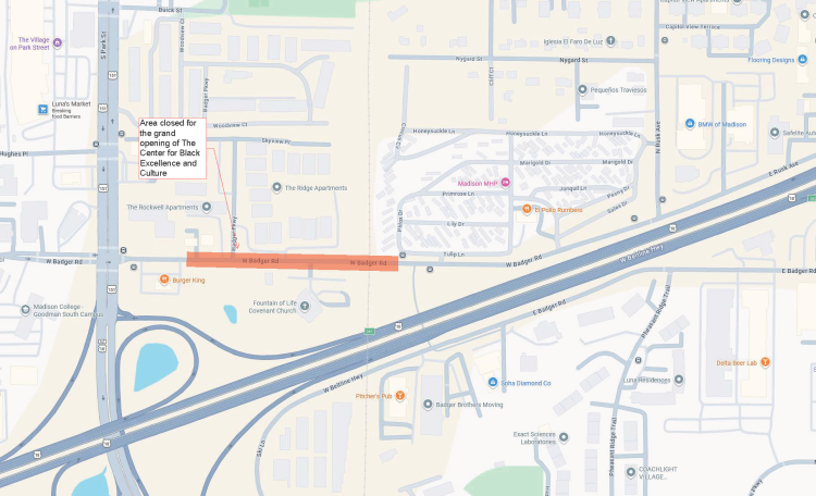 Map of W Badger Rd closure