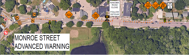 Monroe Street traffic control sending traffic to Odana Road