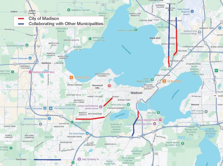 Vision Zero speed reductions for 2026 in Madison and on some shared jurisdictional roadways, details in text.