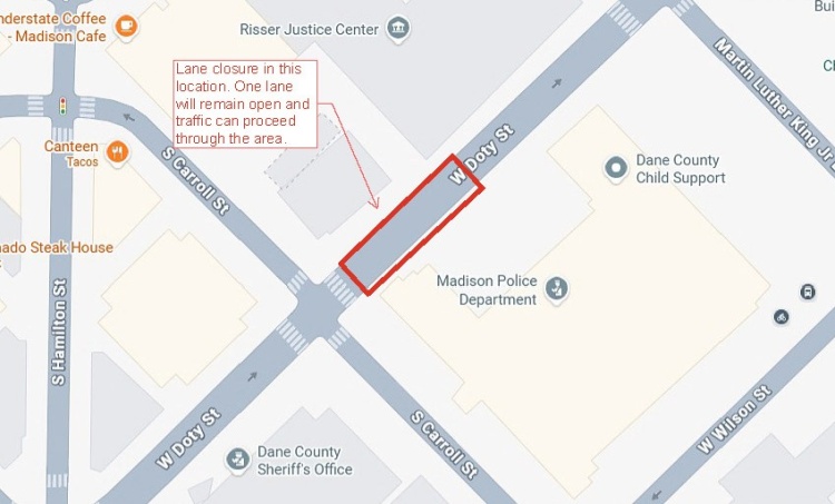 W Doty Street Lane Closure on Sunday, September 27