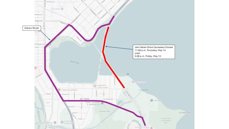 Causeway Closure Map