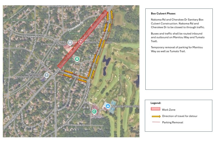 Nakoma road closure map showing same information available in the news release.
