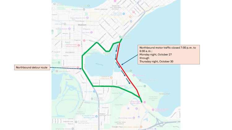 closure and detour route for John Nelen Drive reconstruction (as detailed in release text)