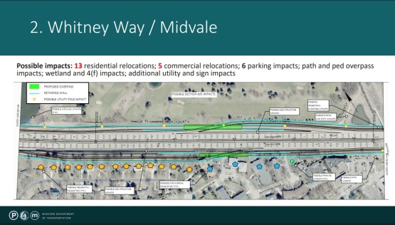 Beltline project map showing expanded lanes between Midvale Blvd and Whitney Way.
