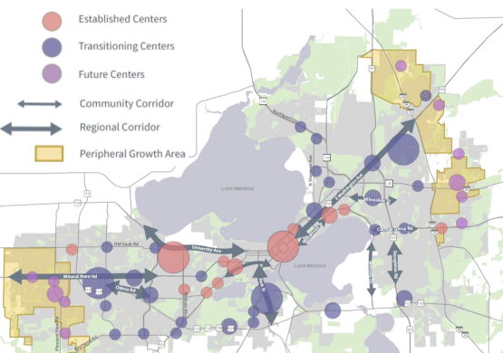 Map of Madison's priority growth areas