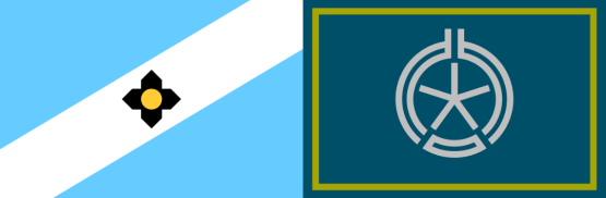 The City of Madison flag next to the City of Obihiro flag