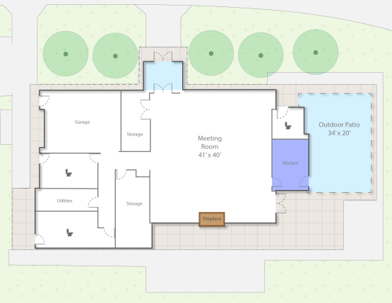 Door Creek Park pavilion floor plan layout.
