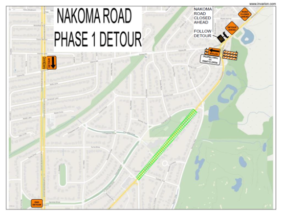Outbound detour: Monroe Street to Odana Road to Midvale Boulevard