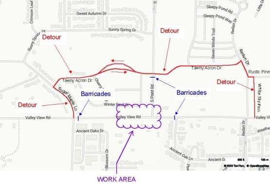 Valley View & South Point - Road Closure Map