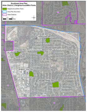 Map showing District 3 neighborhood and mini parks