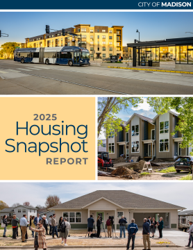 Cover of the 2025 Housing Snapshot report showing an assortment of housing developments finished in the last year