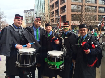 Melde with other members of Madison Pipes and Drums