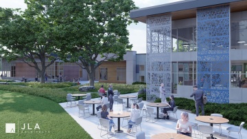 Imagination Center at Reindahl Park exterior patio rendering