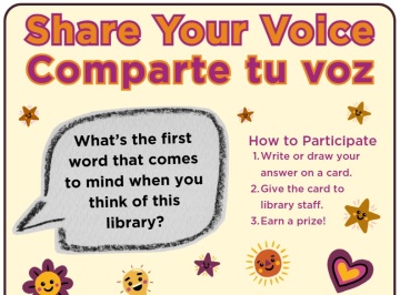 Share Your Voice Comparte tu voz question example for WE READ 2026 at Madison Public Library.