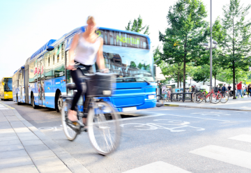 BRT bus - with bike in next lane