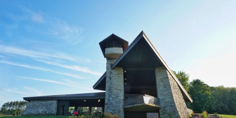 Garner Park 2-story brick shelter. 